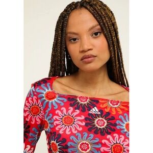 Adidas x FARM Rio Crop Long Sleeve Training Top 70s Boho Floral Hippie Womens S